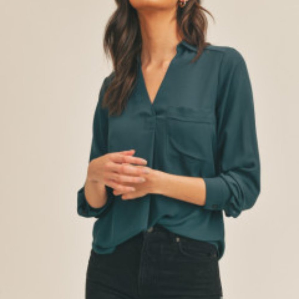NWT - Lush Flowy Green Blouse